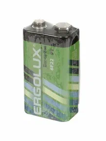 Батарейка Ergolux 9V (6F22) Zink-carbon солевая 9В спайка 12443 272888
